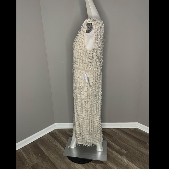 MAC DUGGAL EMBELLISHED FRINGED MIDI SHEATH DRESS - Picture 5 of 10